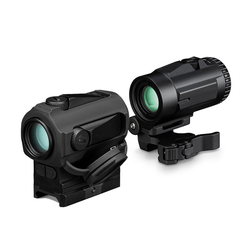 Taktis 3x Magnifier Scopes Optics Mburu Riflescope Pemandangan Red Dot Dot karo Gunung QD kanggo Rail 20mm Rifle Gun Rail