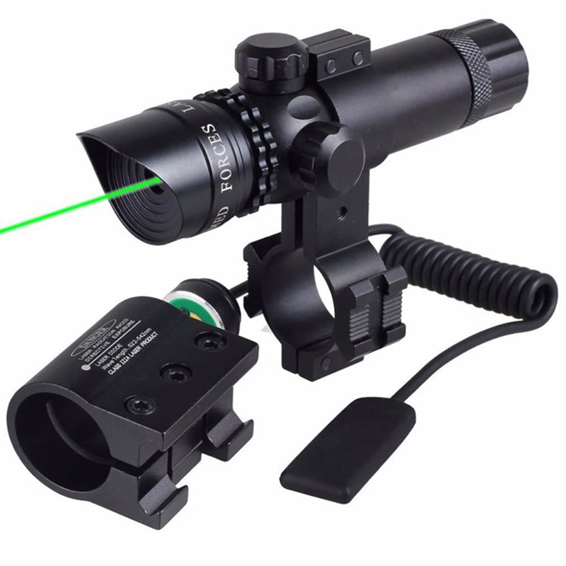 Taktis Penyesuaian Switch Laser Sight Kompak Rifle Gun Hijau Laser Sight dengan 2 Gunung Rel untuk Gun Laser Sight